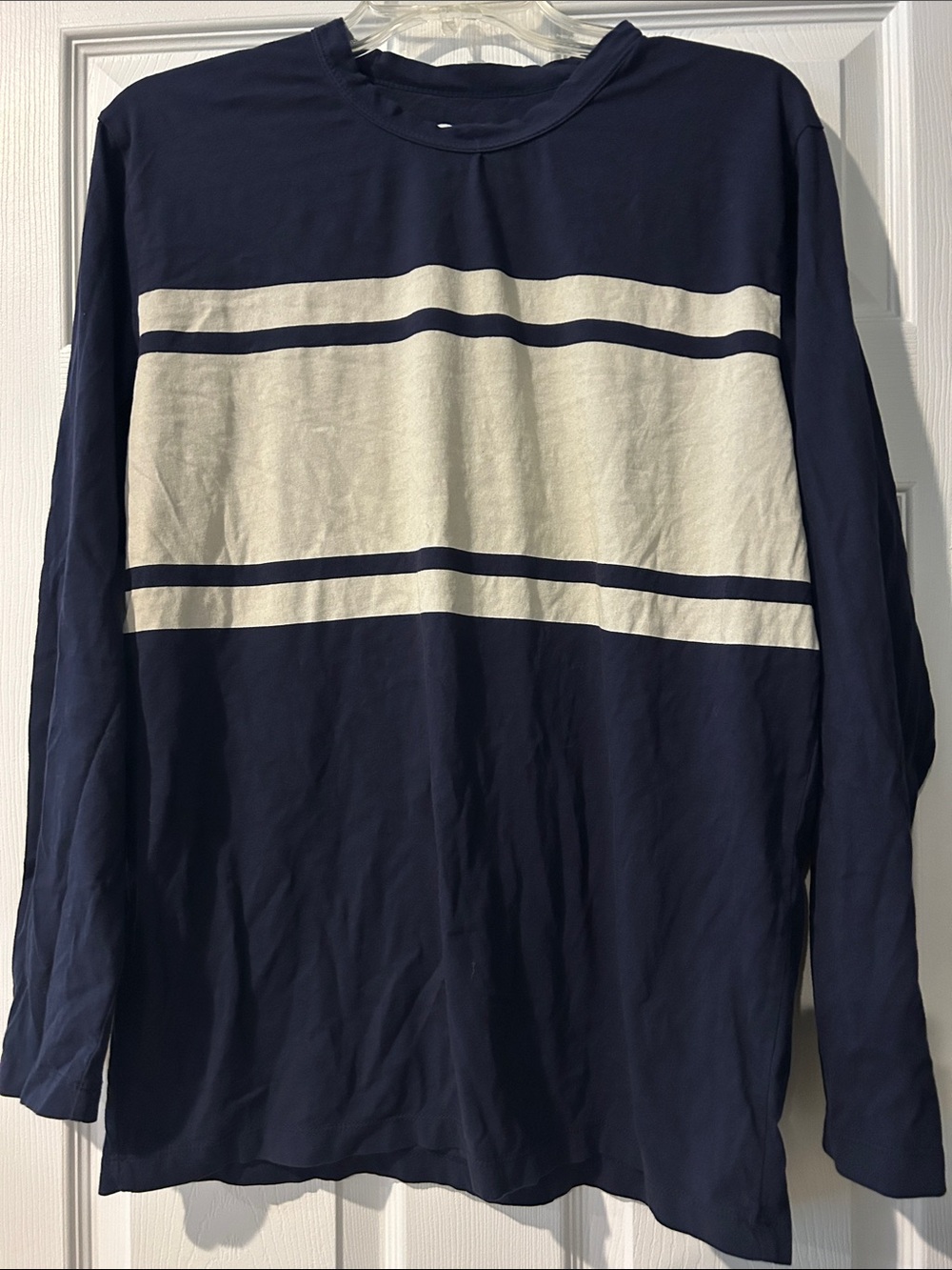 NWOT Chaser Navy and White Long-Sleeve Stripe Tee